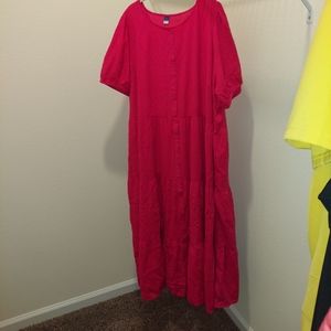 Old Navy Tiered Midi Dress w/Puff Sleeves